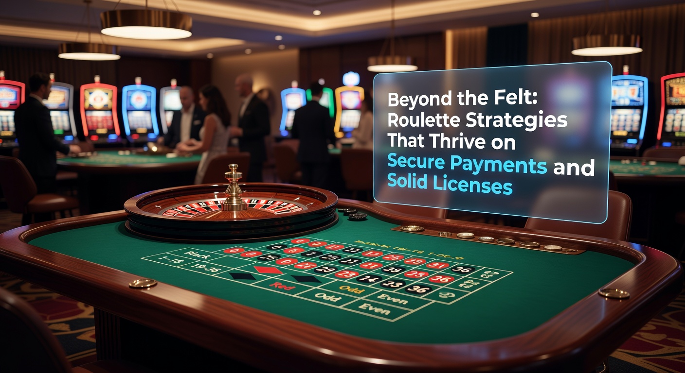 Grafiek met roulette-inzetpatronen naast icons van sloten voor betalingen en licentiecertificaten, illustrerend strategie-optimalisatie