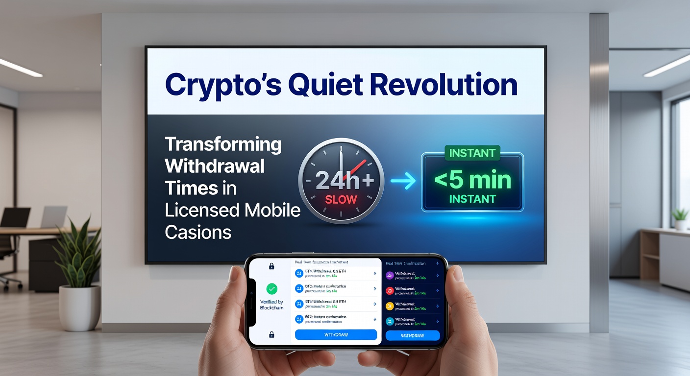Grafiek met crypto-transactiesnelheden in mobiele casino-apps, vergeleken met traditionele methoden