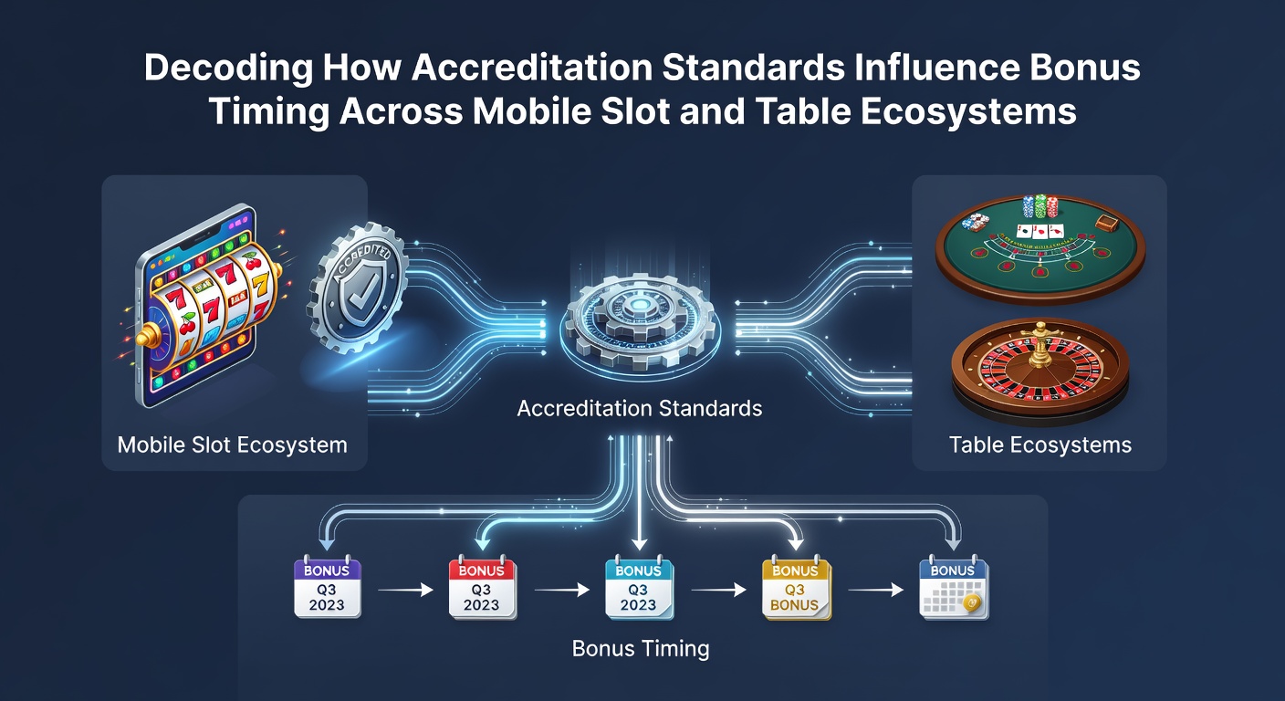 Overzicht van accreditatieprocessen in mobiele goksystemen met diagrammen van timingprotocollen voor slots en tafelspelen