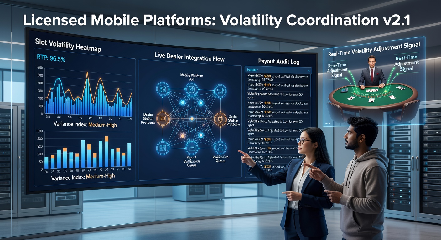 Diagram van data-integratie tussen slotalgoritmen en live dealer systemen in een mobiele omgeving