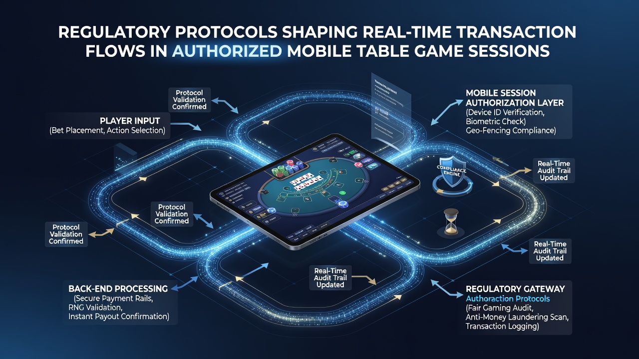 Mobiele app interface met live tafelspel en realtime transactielog