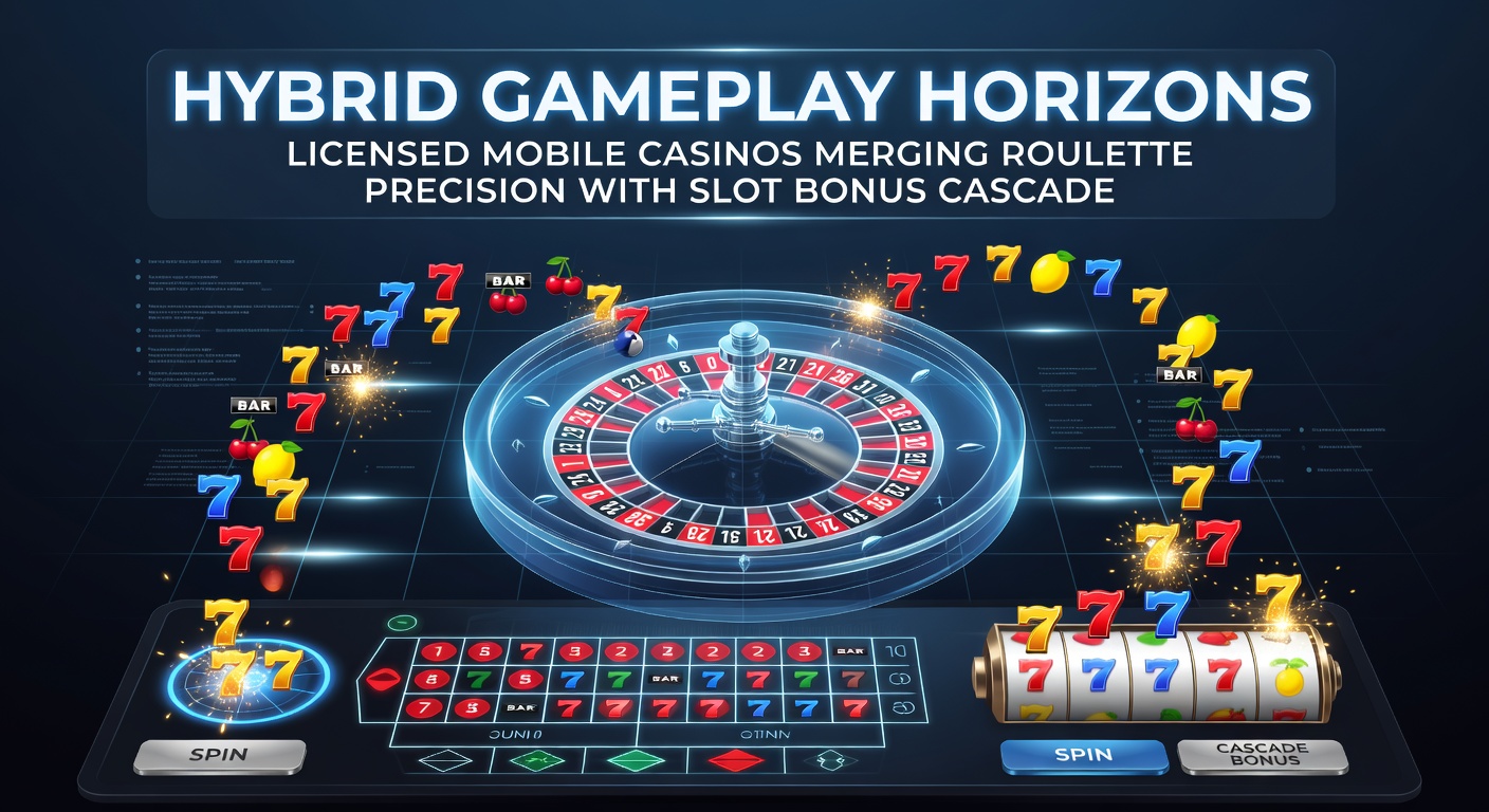 Dynamische weergave van een mobiel hybride casinospel met roulette-inzet die explodeert in een cascade van slot-symbolen, multipliers en vallende wilds op een smartphone-scherm