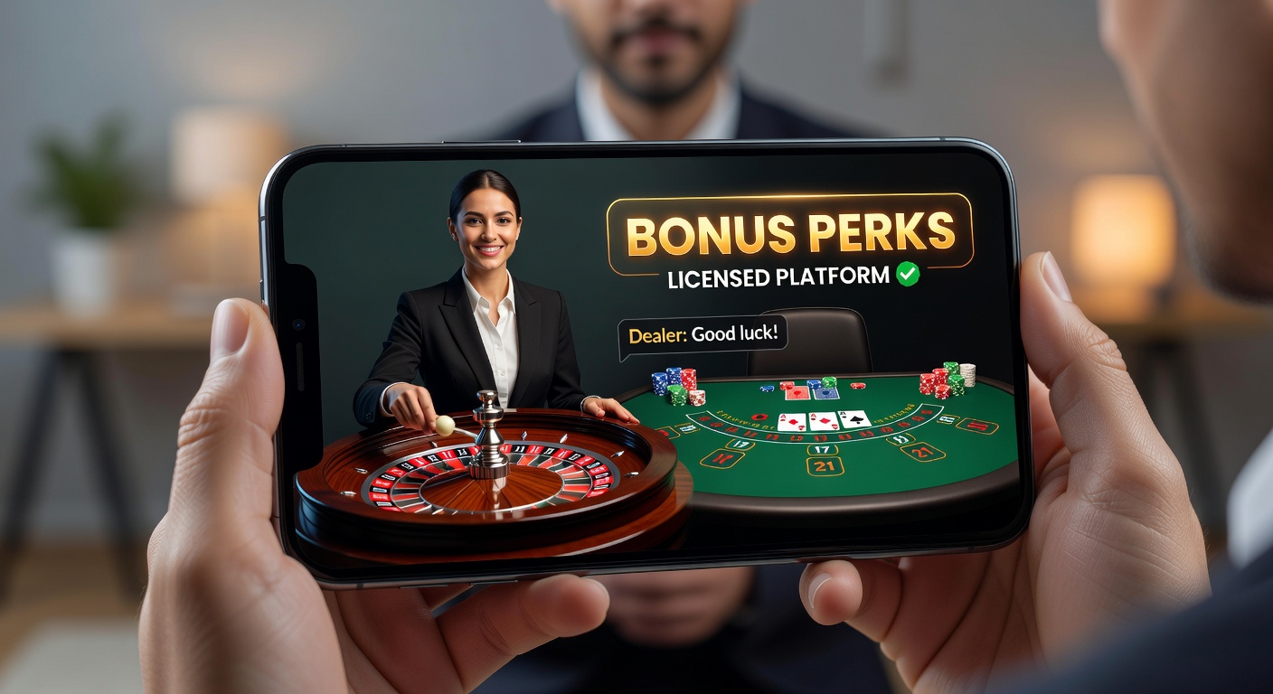 Live dealer tafels in actie op een mobiel scherm met roulettewiel en blackjackkaarten