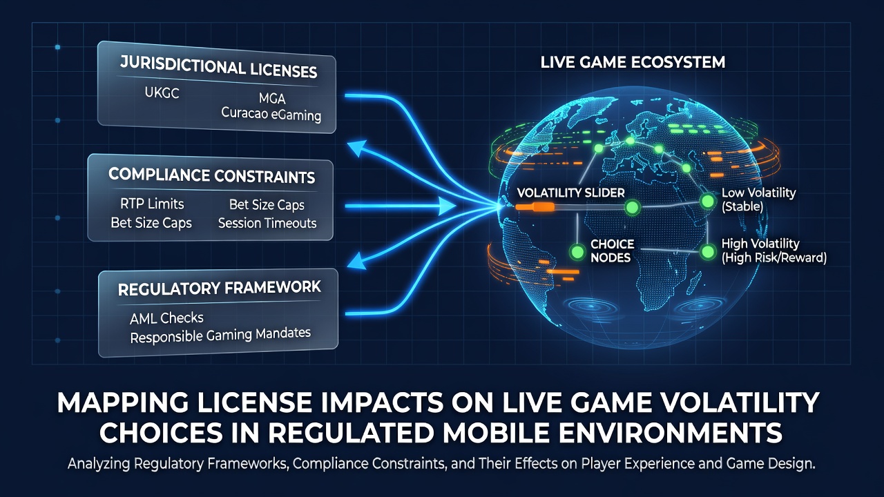 Kaart van licentievereisten en volatiliteitsopties in mobiele live games binnen gereguleerde markten