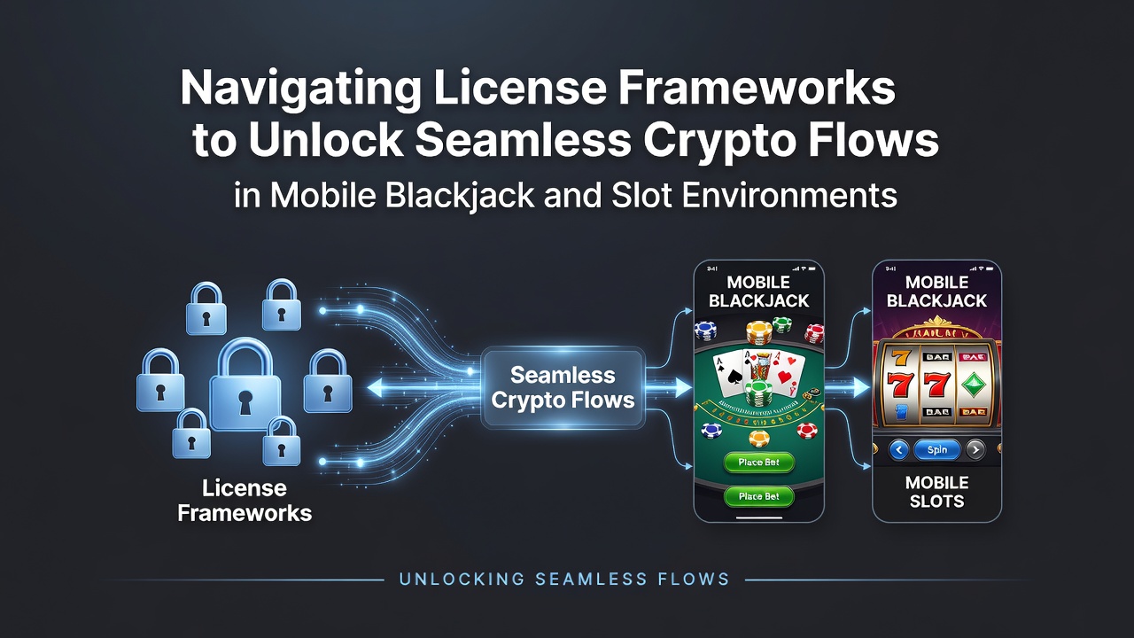 Diagram van crypto-betaalstromen tussen licentiehouders en mobiele gokapps