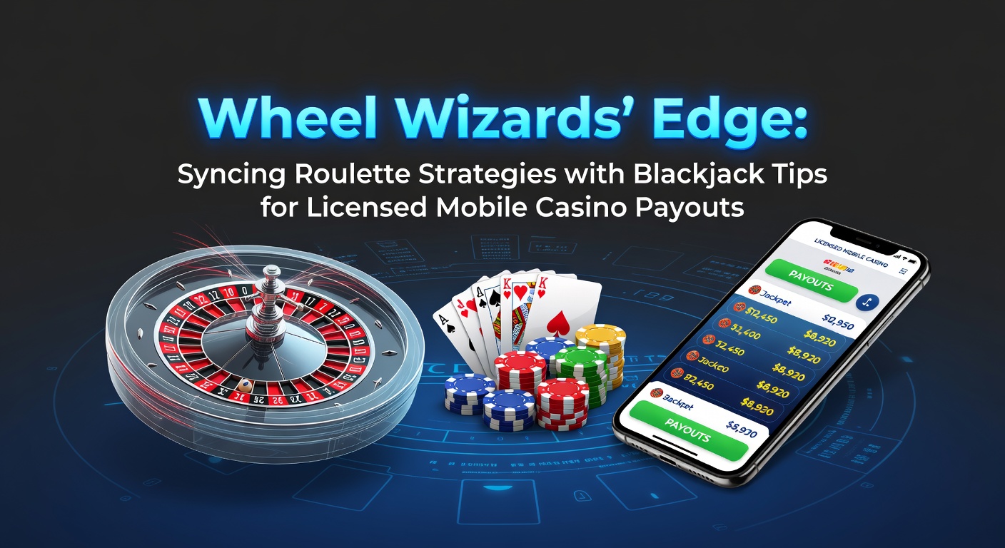 Wheel met roulette en blackjack kaarten op een mobiel scherm, symboliserend gesynchroniseerde strategieën in gelicenseerde casino's