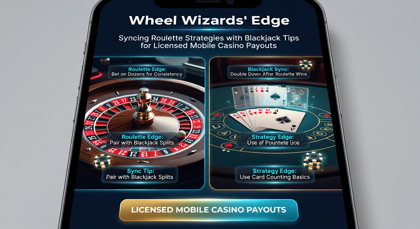Mobiel scherm met gesynchroniseerde roulette en blackjack sessies, uitbetalingsknoppen zichtbaar op gelicenseerd platform